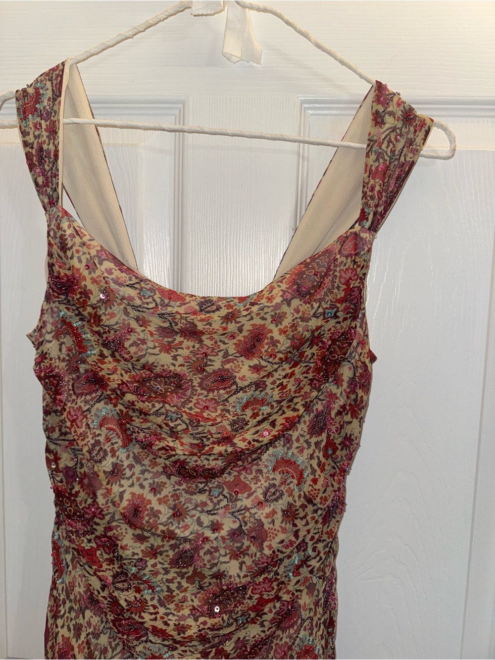 Y2K Kay Unger embellished beaded floral 100% silk gown maxi dress - Picture 5 of 6
